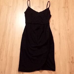 Black Sleeveless Spaghetti Strap Mini Dress